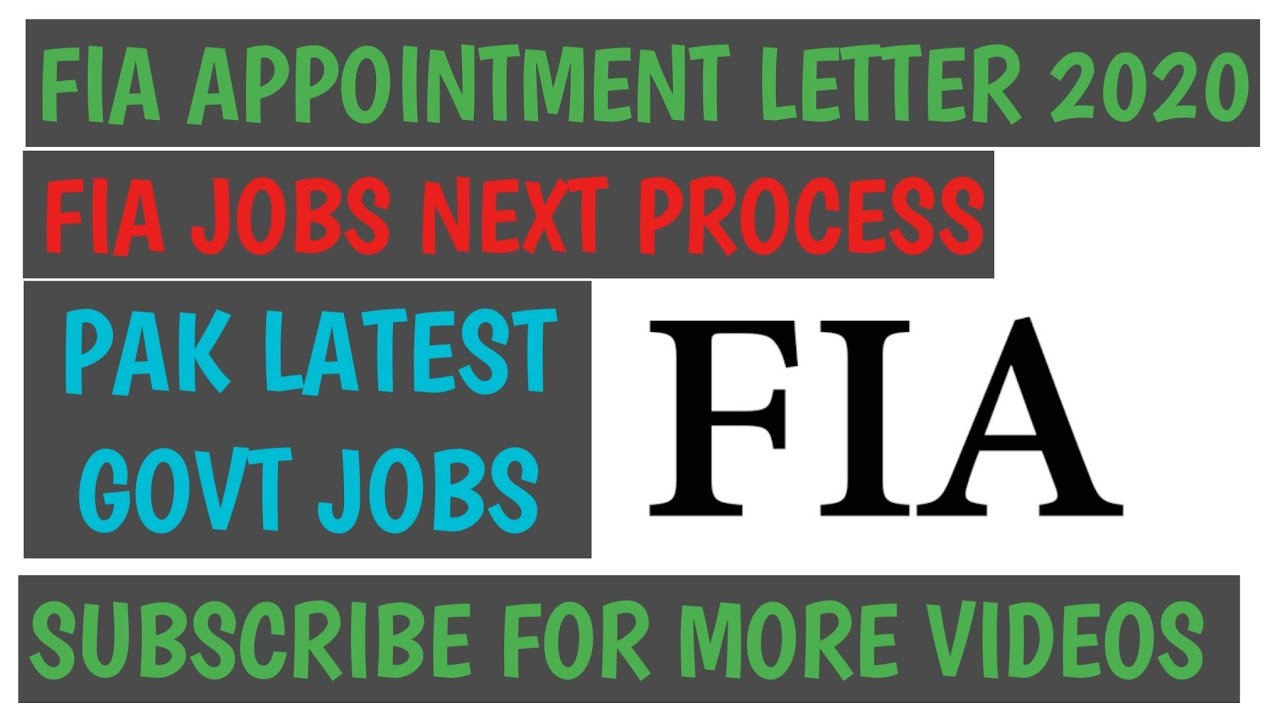 FIA appointment letter 2020 - Fia jobs update - fia appointment letter 2020 - fia jobs next process