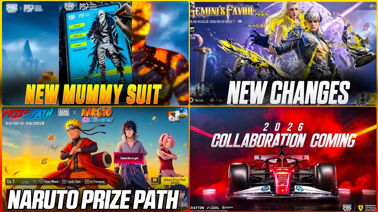 NARUTO PRIZE PATH? DARK MUMMY SUIT RELEASE DATE | NEW HONOR SPIN | 4.5 UPDATE COLLABS BGMI & PUBG
