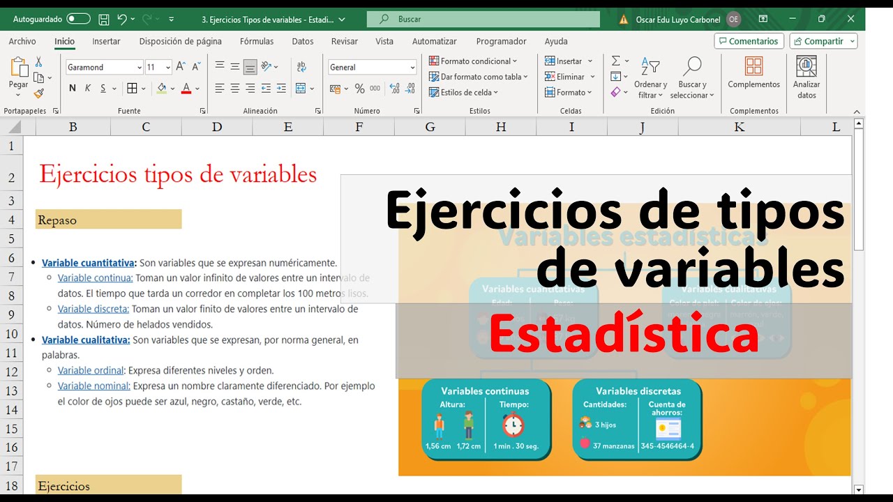 3. Ejercicios de tipos de variables | Estad&iacute;stica