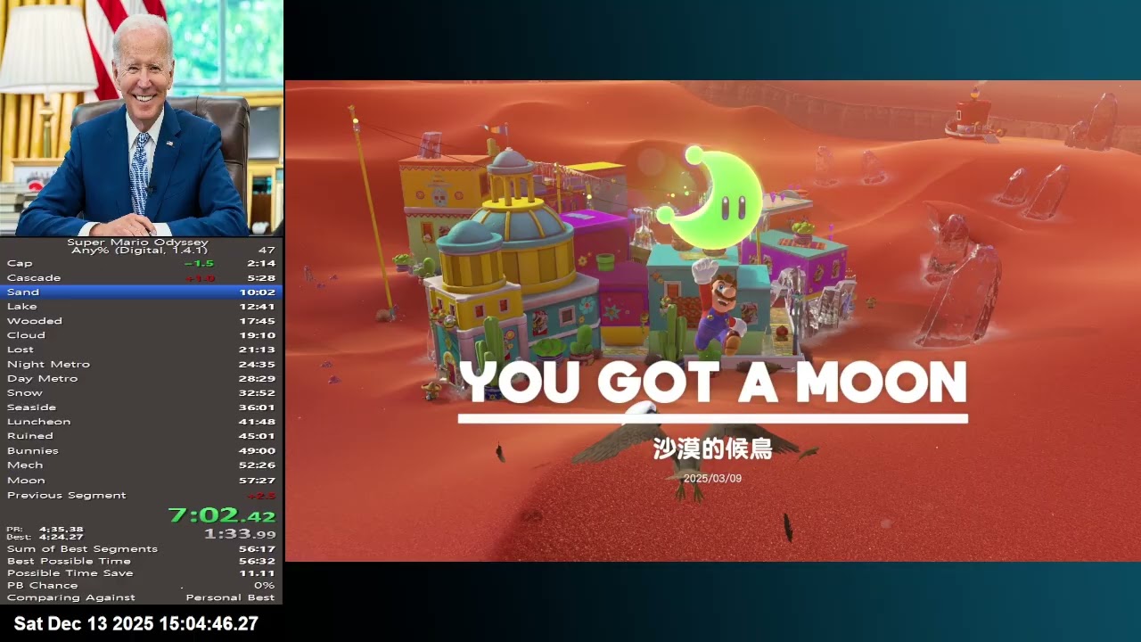 Super Mario Odyssey Sand Kingdom Speedrun in 4:24.23 (56:03)