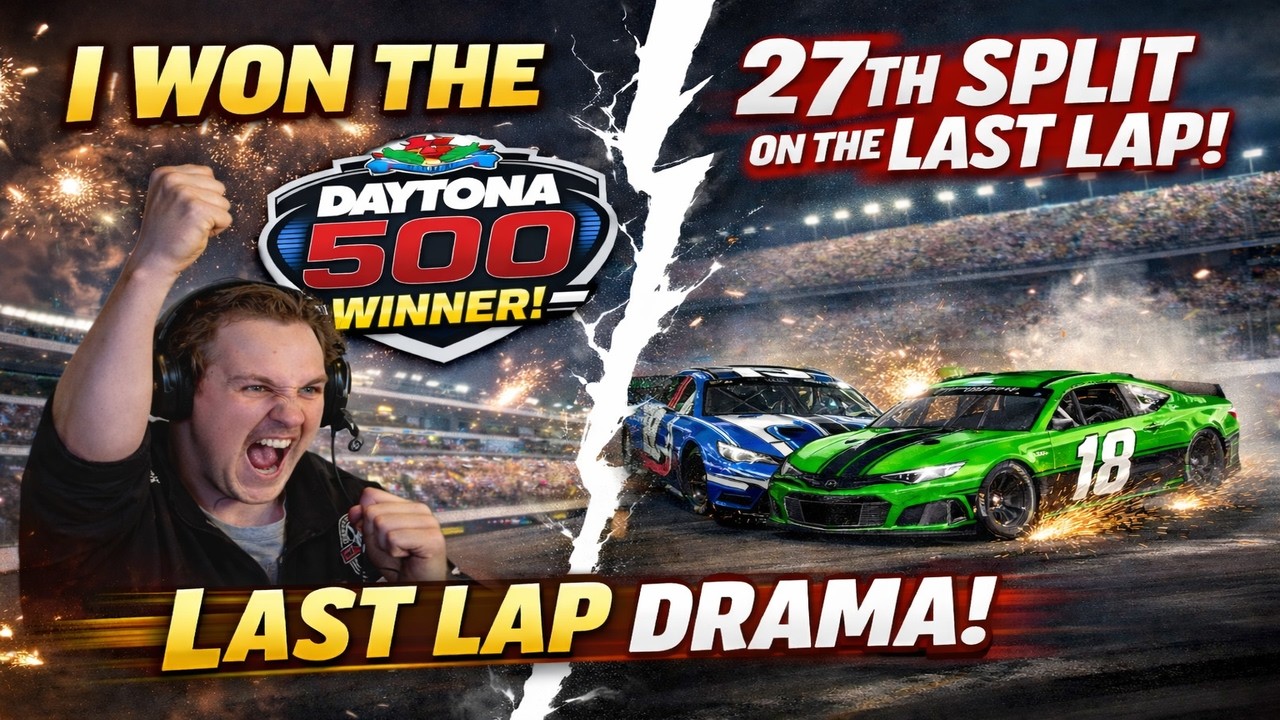 Daytona 500 Middle Split IRacing!! WIN LAST LAP PASS THOUGHT I LOST