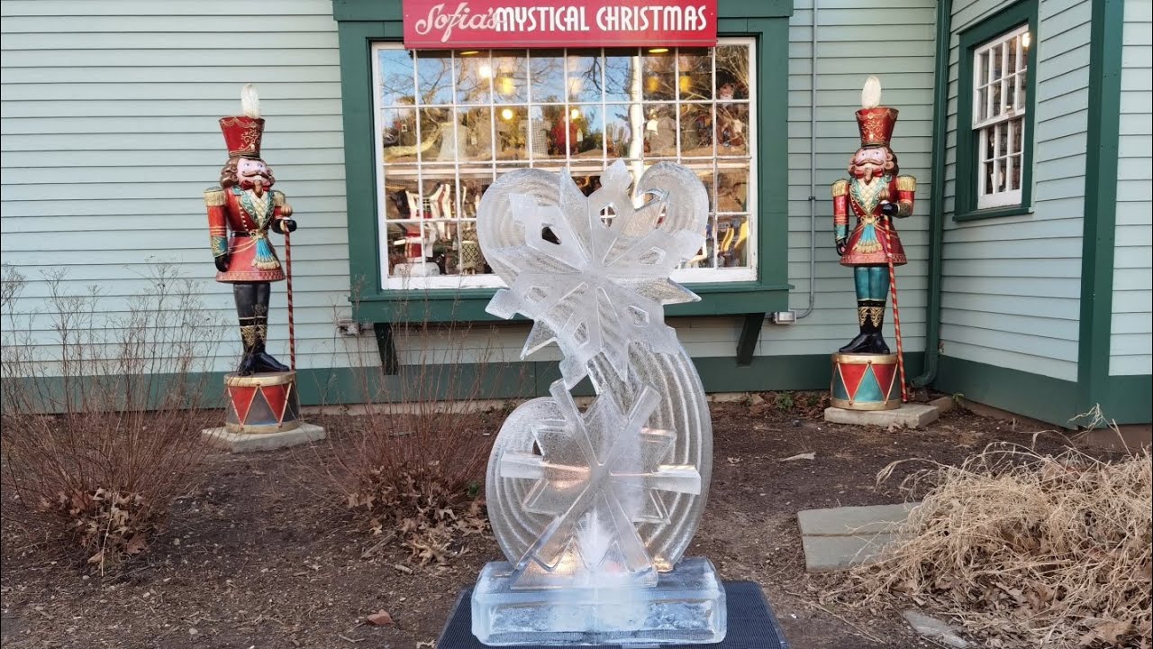 Ice in the Village 2023 Olde Mistick Village Ice Sculptures & Stores Mystic #Slideshow