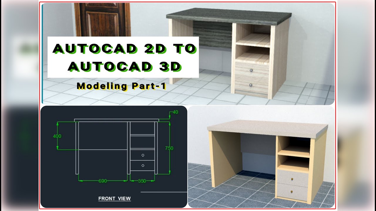 AutoCAD 3D Office Table (Modeling Part-1) by Er- Pritpal Bains. #autocadtutorials #autocadbasic