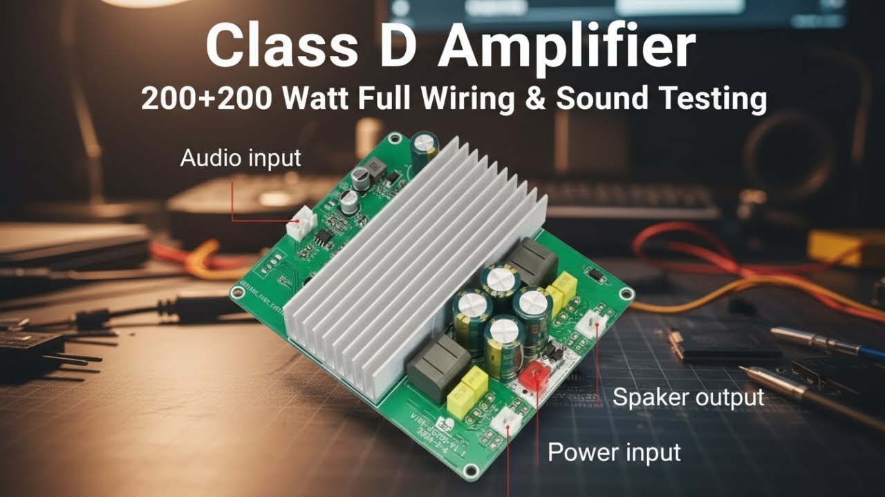 Class D Amplifier 200+200 Watt Full Wiring & Sound Testing 🔊 | SMPS, Speaker, Bluetooth Complete