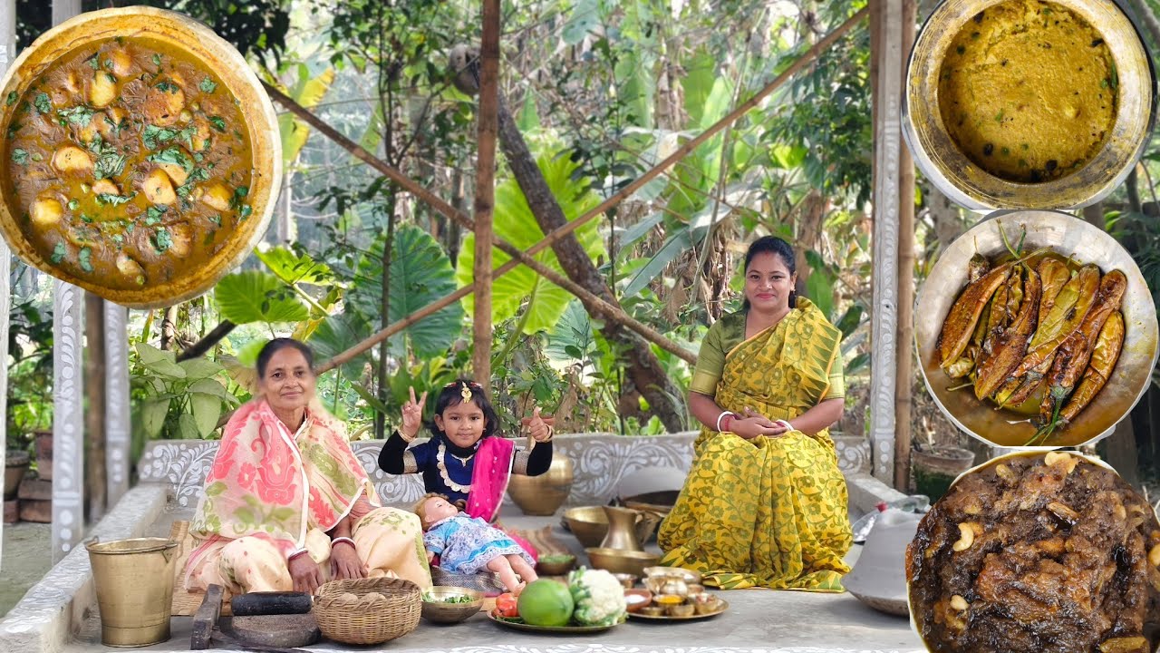 সরস্বতী পুজোর স্পেশাল খিচুড়ি,বেগুন ভাজা,আলুর দম আর পেঁপের চাটনি