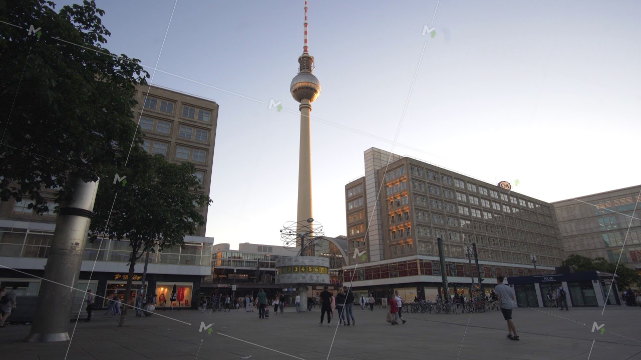 Alexander Platz, Berlin in Sunny Daylight with Tourists, People walking around