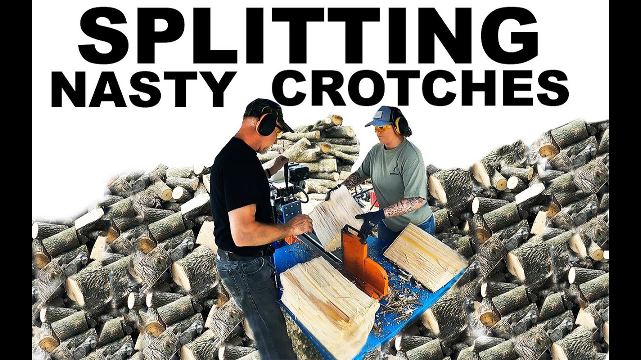 Splitting nasty Firewood crotches