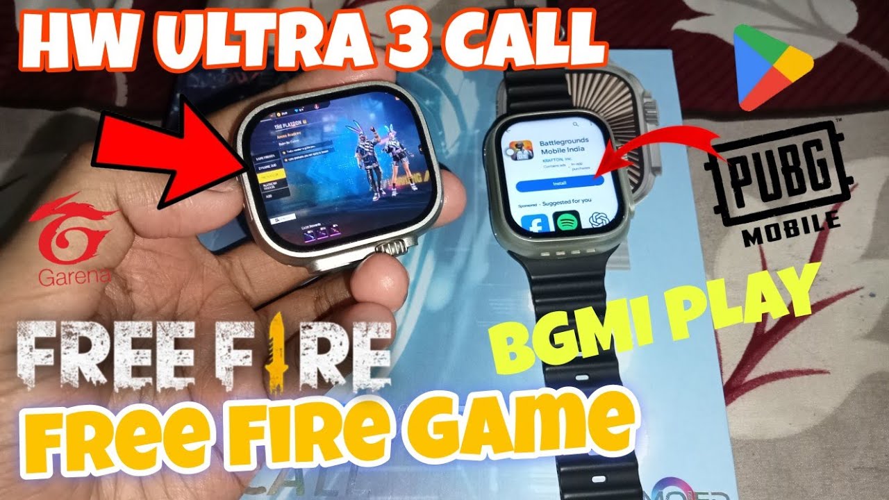 HOW TO PLAY FREE FIRE 🔥 IN HW ULTRA 3 CALL SMART WATCH ⌚ VS BGMI PLAY IN iOS