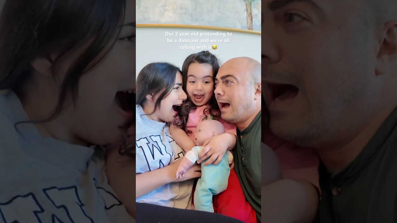 Our 2 year old pretending to be a dinosaur and we're all rolling with it!