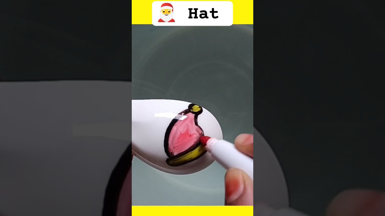 Floating Pen Christmas Hat Drawing | Easy Santa Hat Art | Satisfying Shorts 
