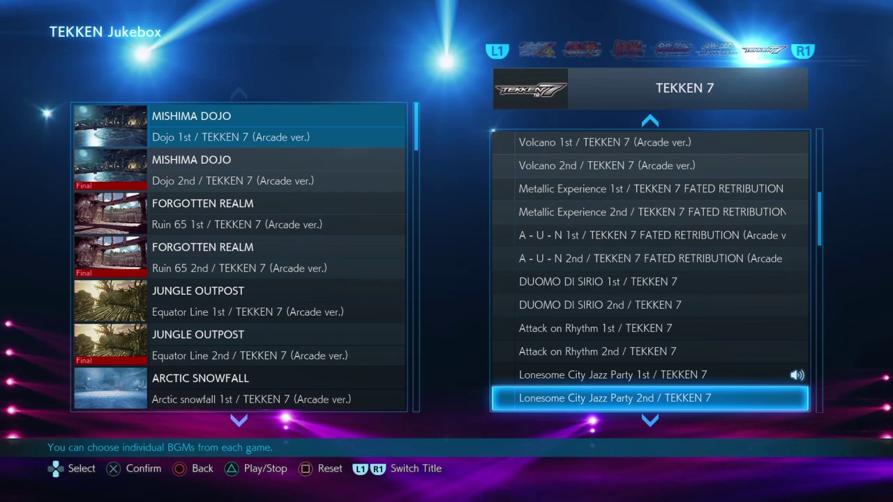 TEKKEN 7 Jukebox Mode - TEKKEN 7 Complete Soundtrack Playlist [Part 1] (TEKKEN 7)