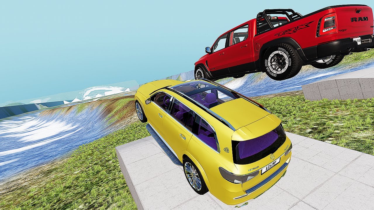 SUV 4x4 Lux Truck Downhill Crash Ramp Parkour - BeamNG Drive