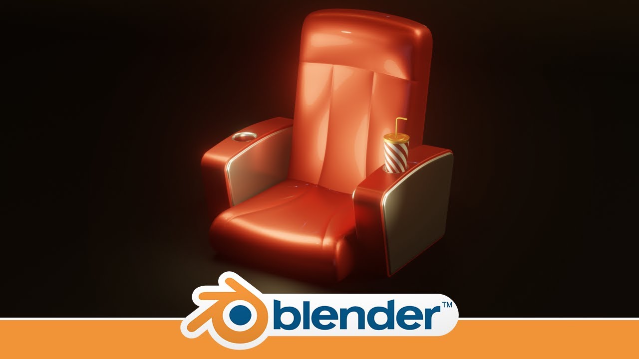 Making a Cinema Seat with a drinking Cup in Blender 2.92