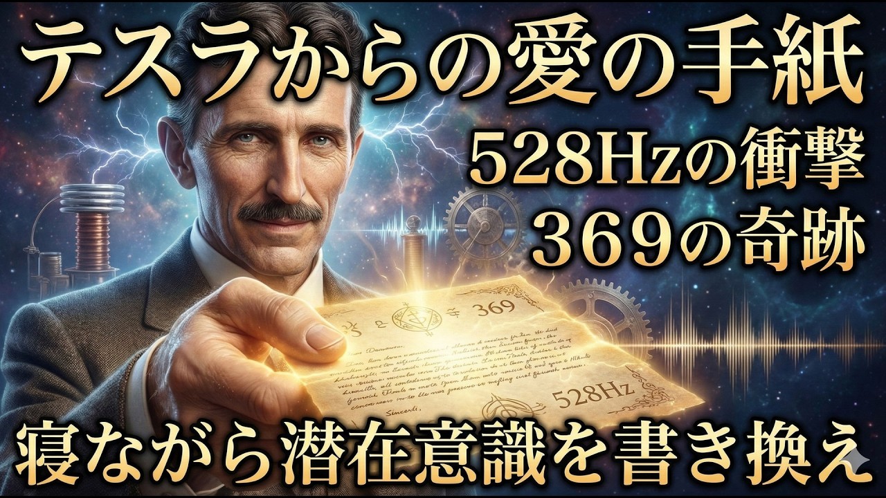 【寝る前に聴く】宇宙の和音～テスラが愛した528Hzと眠れる心の解放～愛の波動で、眠りながら最高の未来を創造する【ニコラ・テスラ】成功哲学/周波数/寝ながら/眠り/波動/癒し/偉人の名言