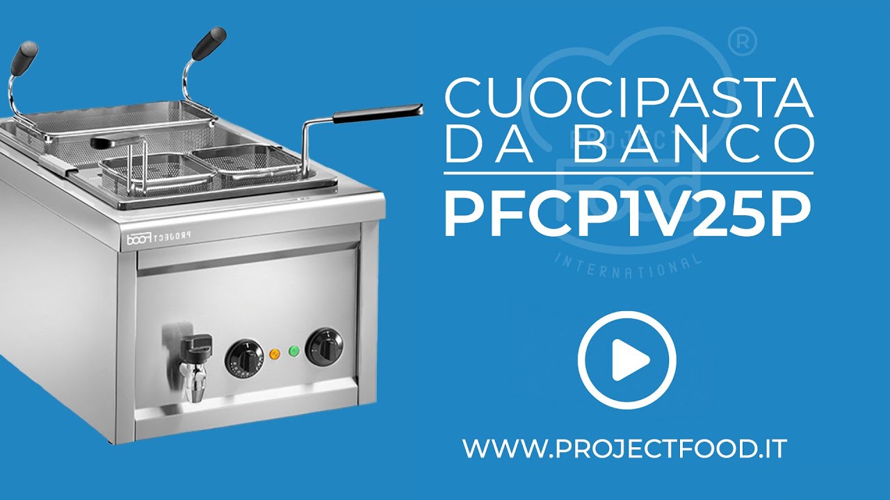 PFCP1V25P - Cuocipasta elettrico da banco premium, vasca da 25 lt, n&deg; 3 cestelli e rubinetto