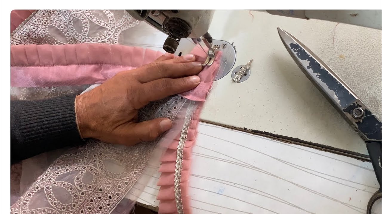 How to make and fix organza frill with dopta in detial@sanook by sumera(talioring school) #stitch#trend