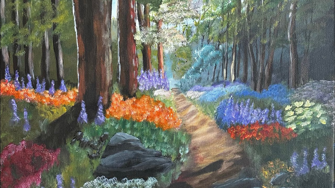 Floral Summer Forest Path from tutorial by @TheArtSherpa 