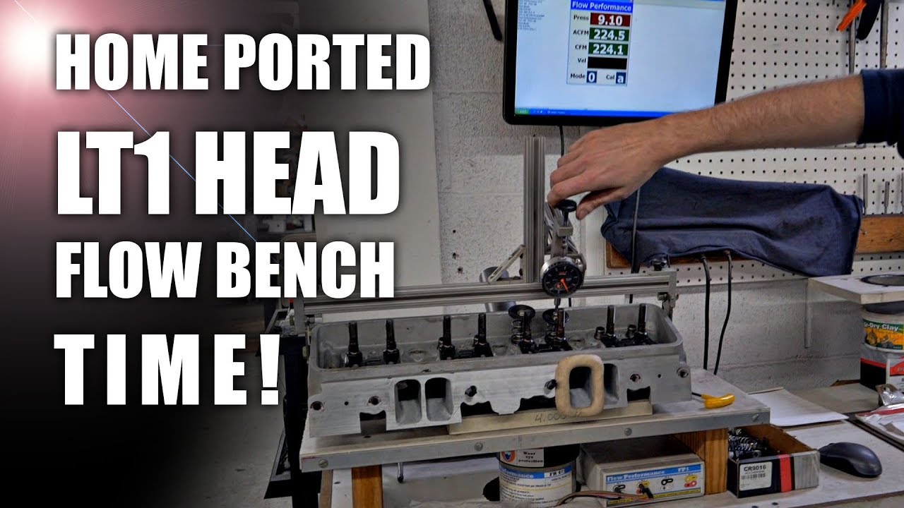 Головки LT1 на стенде Flow Bench! 1993 LT1 Home с портами.