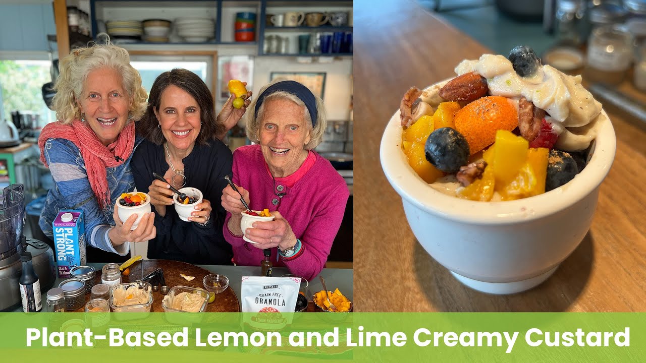 Plant-Based Lemon and Lime Creamy Custard with Oatmeal and Palette Pleasing Toppings