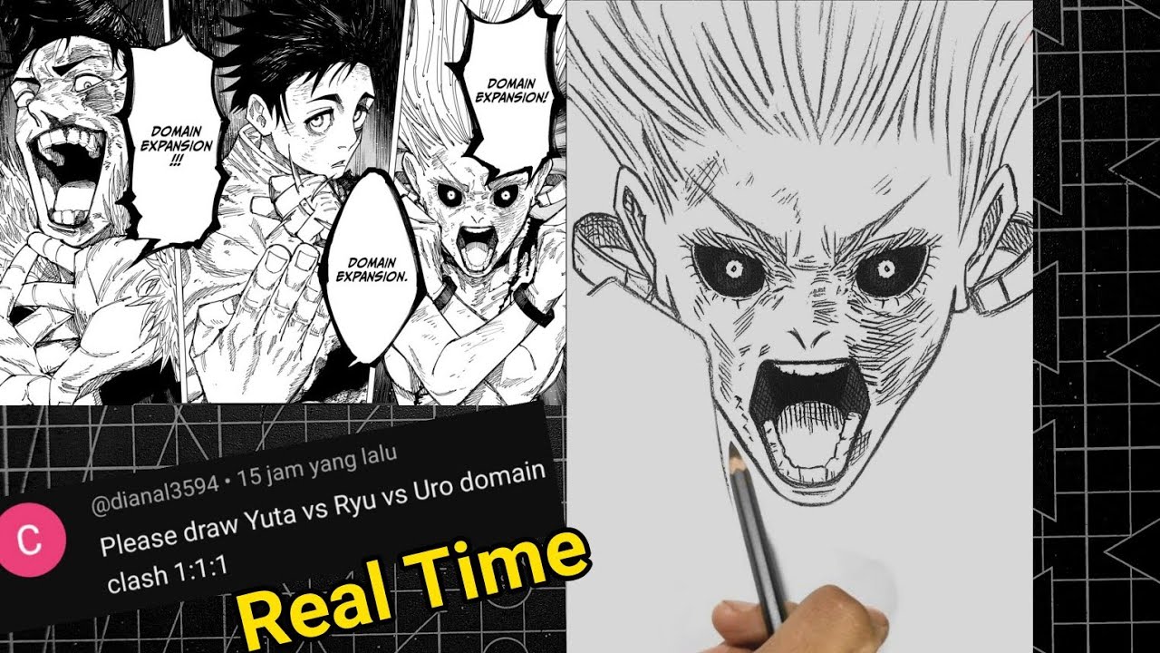YUTA vs RYU vs URO, Tiple Domain Clash! || How To Draw TAKAKO URO Using DOMAIN EXPANSION