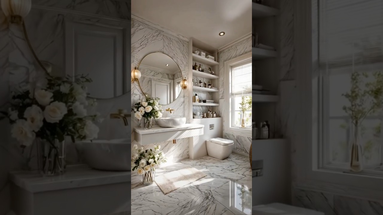 2025 Small Modern Bathroom Designs That Feel Luxurious 🏡🚿 | White Marble with Mirror LED Bathrooms