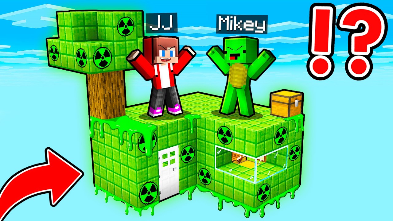 JJ and Mikey Survive 100 DAYS on NUCLEAR Sky Block in Minecraft ! - Maizen