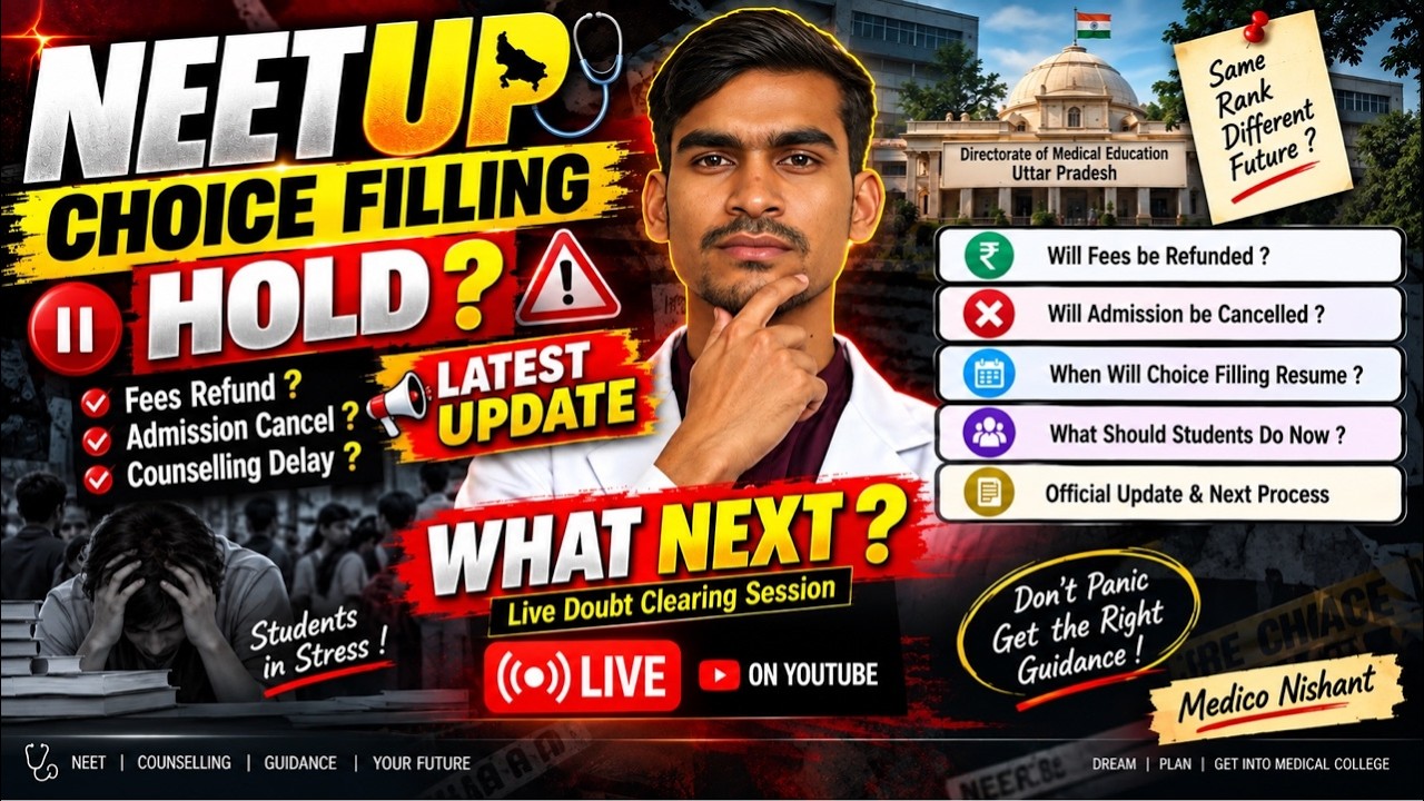 UP NEET Counselling Choice Filling HOLD? Latest Update | Fees Refund? Admission Cancel? What Next?