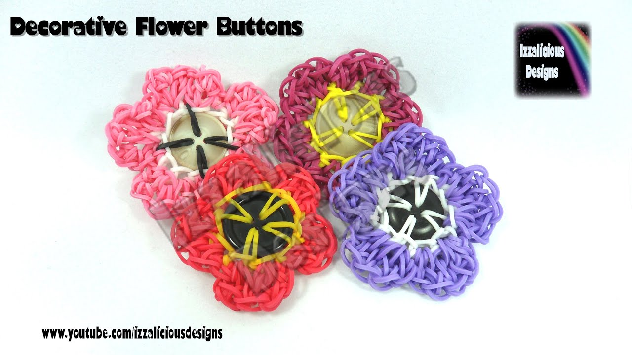 Rainbow Loom Decorative Flower Button - Loom-less/Hook Only - © Izzalicious Designs 2014
