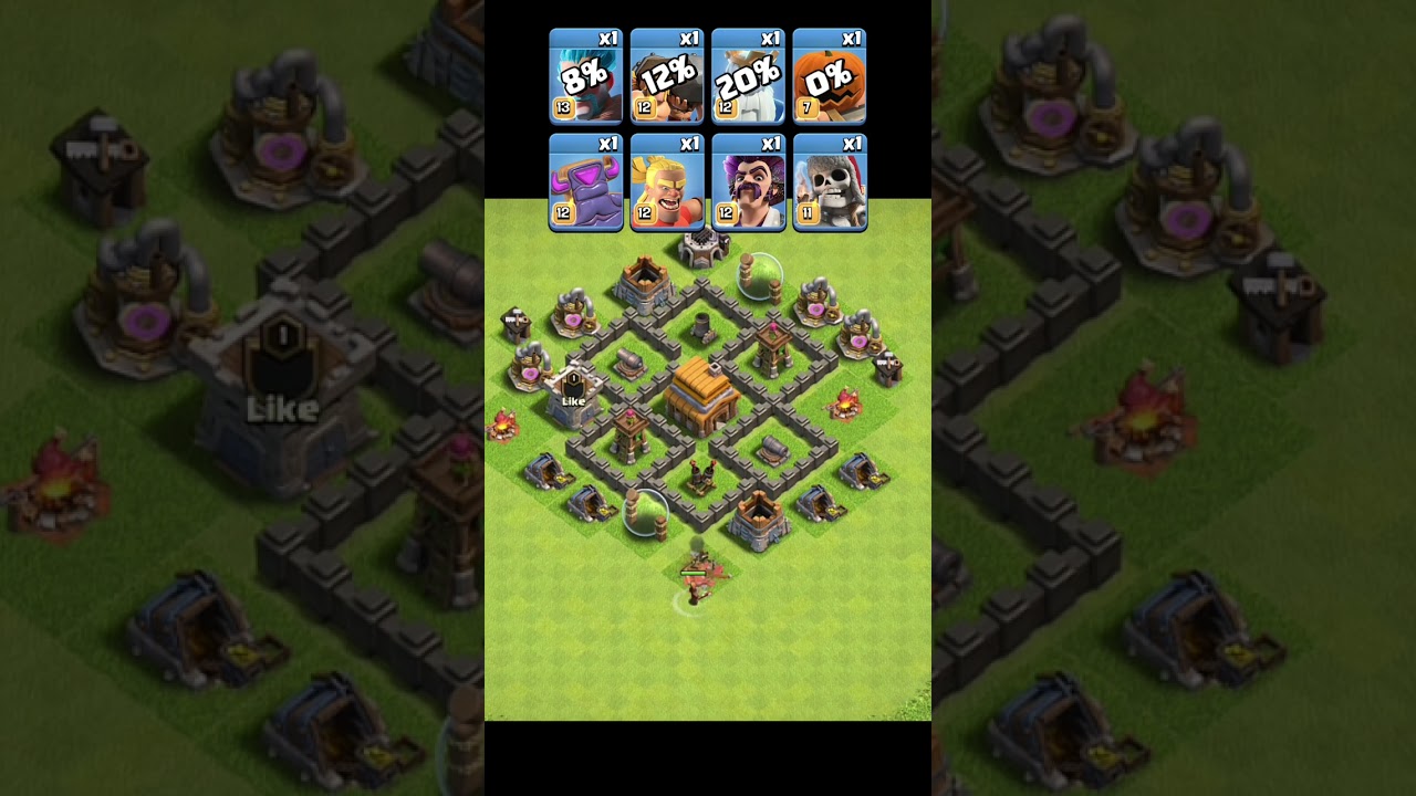 Temporary Troops VS Town Hall 4! Clash of Clans