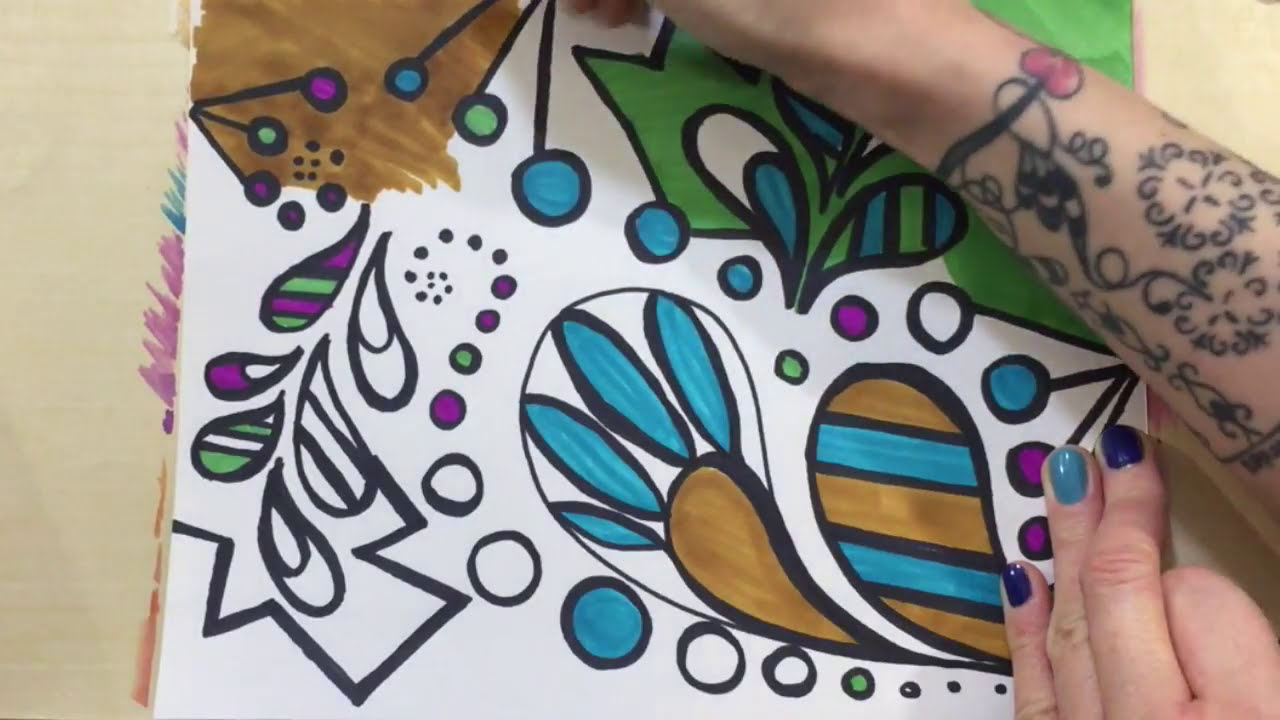 Abstract Doodle {ASMR Marker Drawing: Paper sounds, coloring, marker sounds, art, tracing