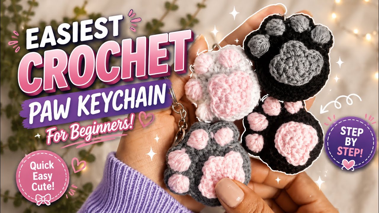 🐾How to Crochet Paw 🧶🐾 | Easy Crochet Tutorial for Beginners |Perfect for Keychains & Charms✨