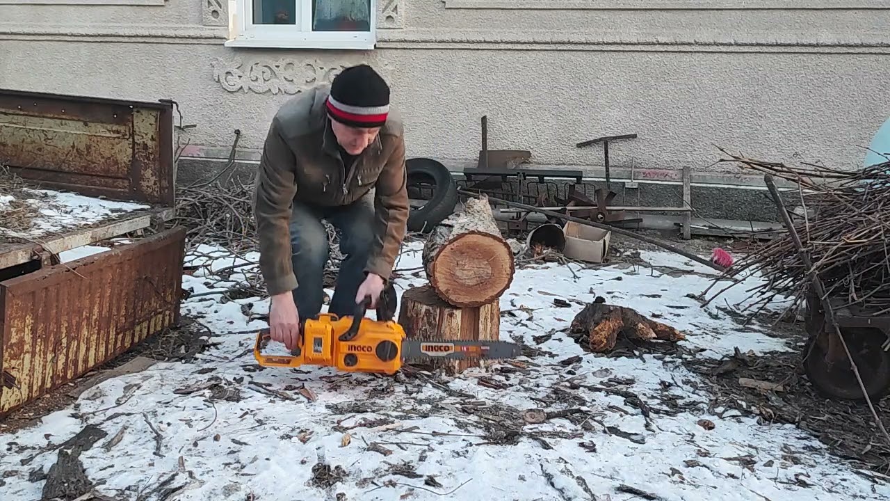 Аккумуляторная пила ingco 36- 40 вольт шина 16 дюймов 40 сантиметров пилим орех.