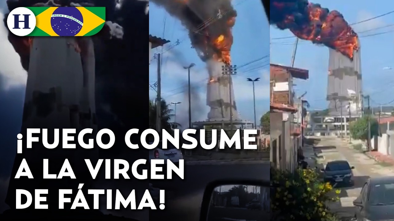 ¡Tragedia en Brasil! fuego consume estatua gigante de la Virgen de Fátima a días de inaugurarse
