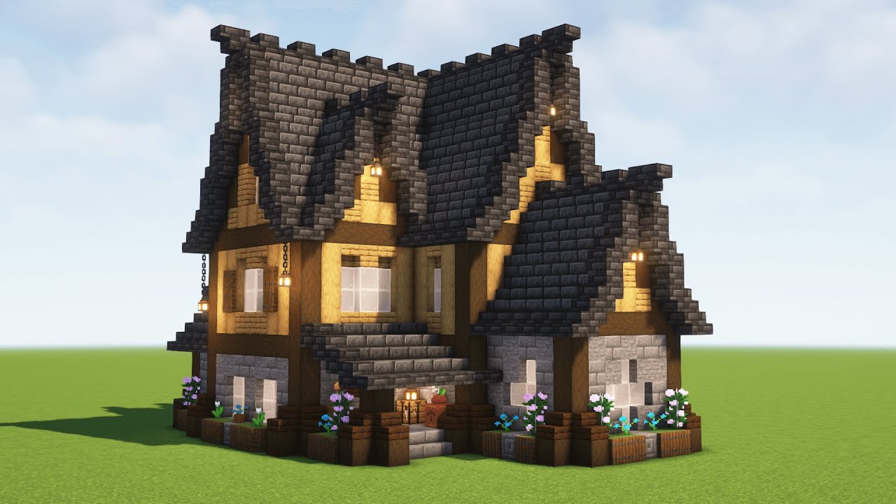 Minecraft: How To Build A Big Medieval House | Tutorial & Schematic