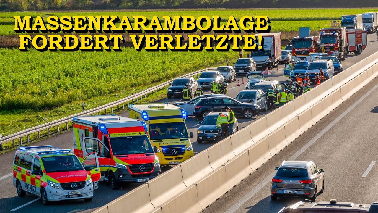 [MASSENKARAMBOLAGE FORDERT VERLETZTE] - FEUERWEHR und RETTUNGSKRÄFTE auf A5 im EINSATZ -
