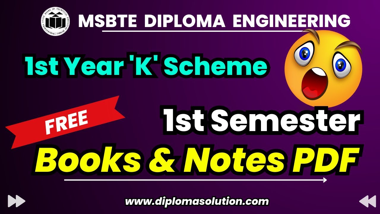 MSBTE Diploma &lsquo;K&rsquo; Scheme Books / Notes Available for FREE ✅ | 1st Year - 1st Semester Books PDF 🤩