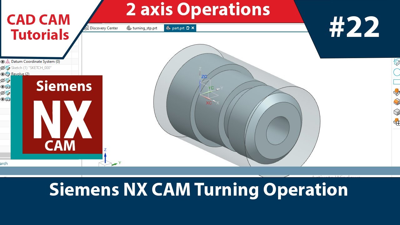 Siemens NX CAM (английский) 22_DAY. Токарные операции, торцевая, канавочная, сверлильная #nx #фре...