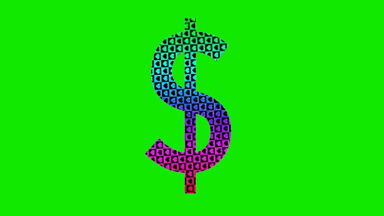dollar sign animated green screen video for Youtubers copyright free to use.