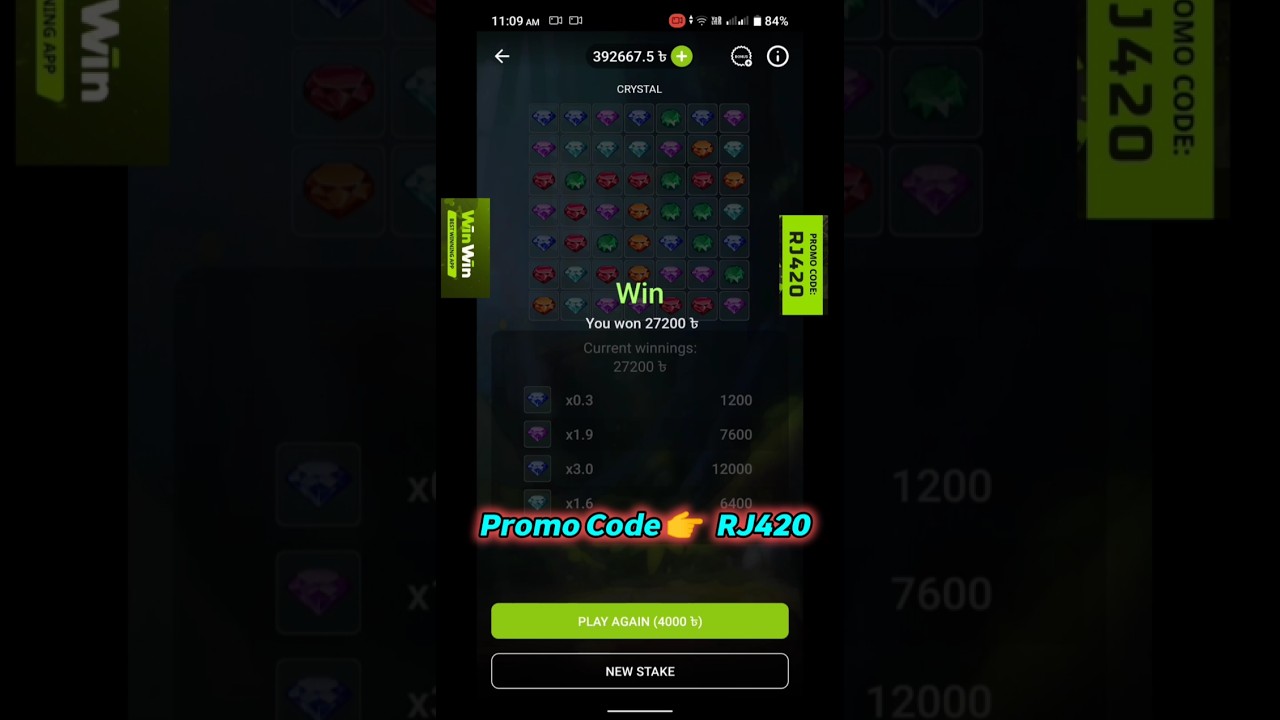 27200 Win😊 Crystal Casino Game Win Win Bet 🤭 Promo Code 👉 RJ420 