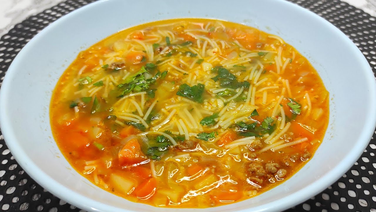 Sadə və &Ccedil;ox Ləzzətli Vermeşil Supu. Vermeşil Supunun Hazırlanması. Homemade Easy Vermicelli Soup