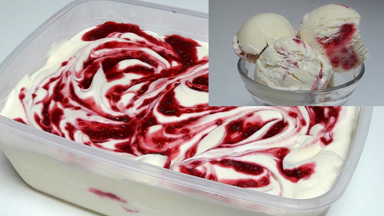 Raspberry Ripple Ice Cream ( No Ice Cream Machine)