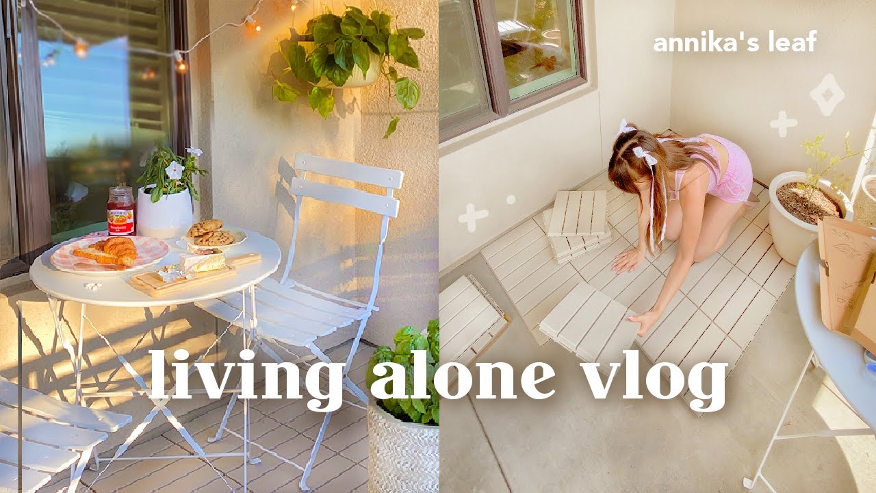 apartment balcony makeover 🧺🌷 pinterest room aesthetic, baking, starting my garden, living alone