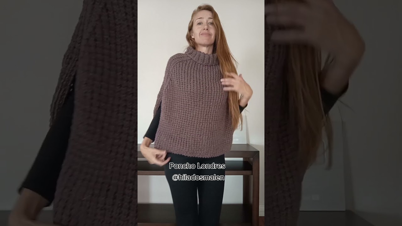 Te ense&ntilde;o a tejer este poncho capa muy FACIL!TUTORIAL 2 partes iguales #tricot #knitting #dosagujas