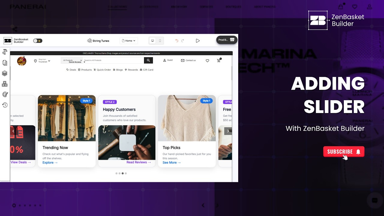 How to use the Slider Element in ZenBasket Builder