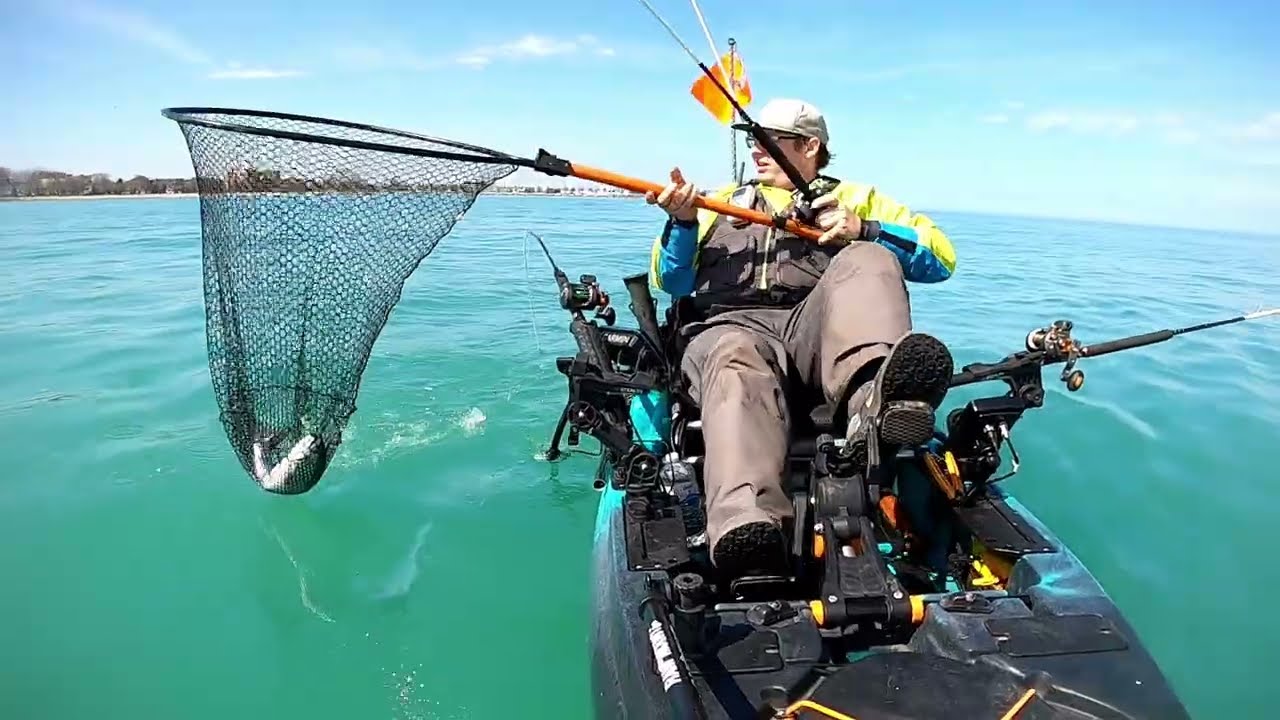 Lake Michigan spring cohos out of a kayak