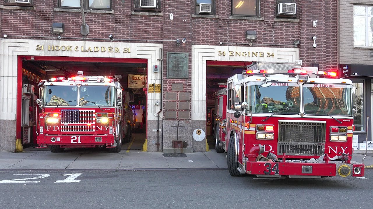 - FDNY Engine 34 + Ladder 21 responding - [HELL´S KITCHEN!] -