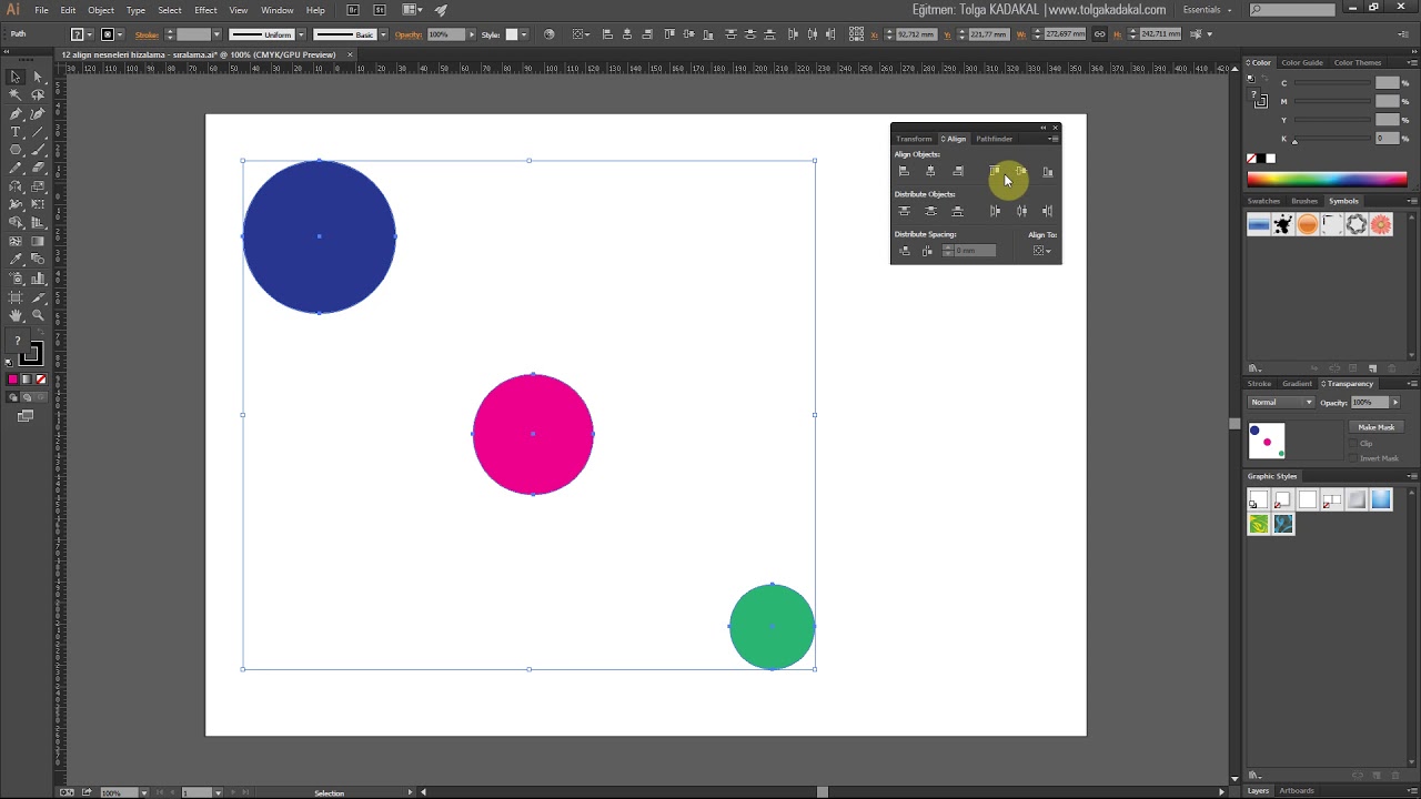 Illustrator Dersleri 8 - Illustrator'de Nesneleri Hizalamak Align Paneli