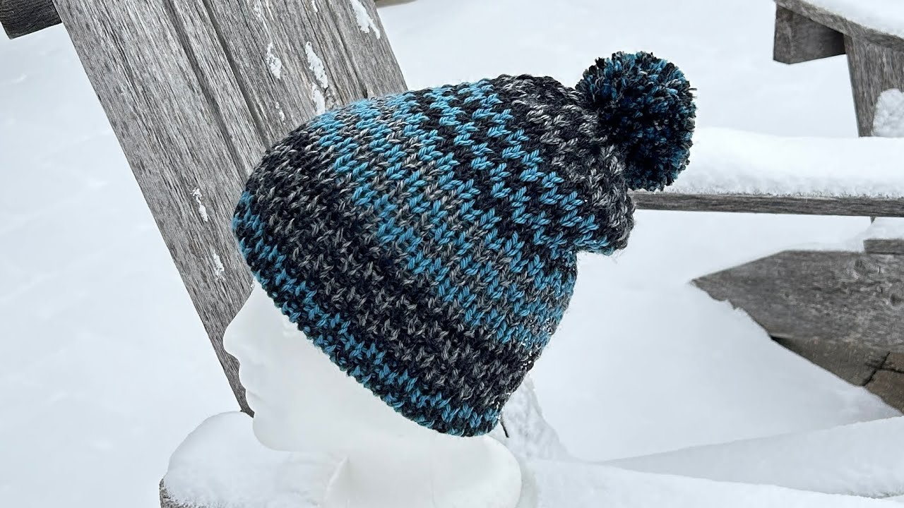 Shelley’s Fair Isle Ripple Beanie ~ Addi 46 Needle Machine