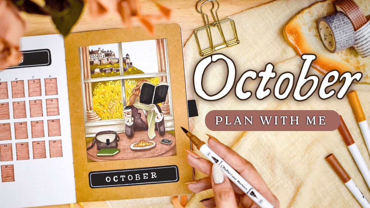 Октябрь 2023 г. Настройка Bullet Journal • ПЛАНИРУЙТЕ СО МНОЙ ☕️ Тема Café BuJo с участием Охуху ...