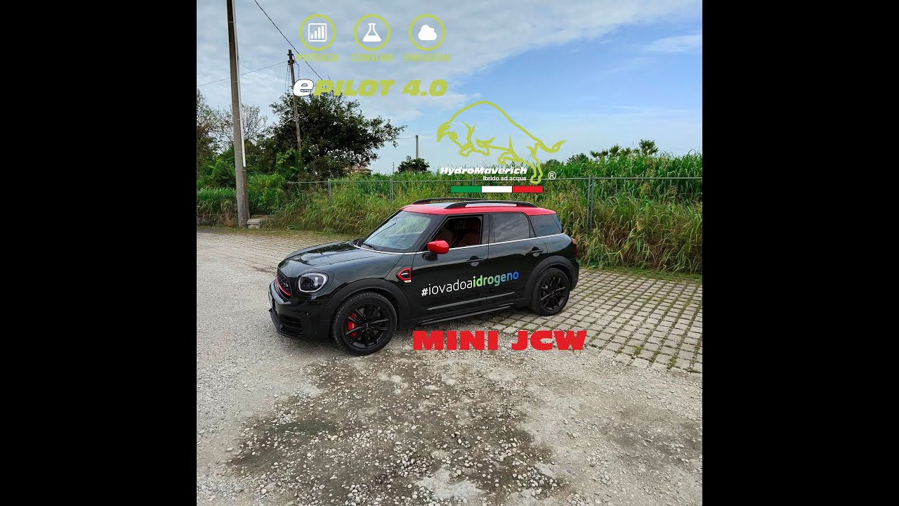 Trasformazione auto benzina in auto a idrogeno. Mini jcw kit Hydromaverich Epilot 4.0 con app